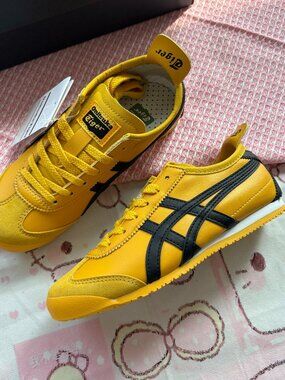 Onitsuka Tiger Mexico 66 Yellow Black Leather Suede Sneakers